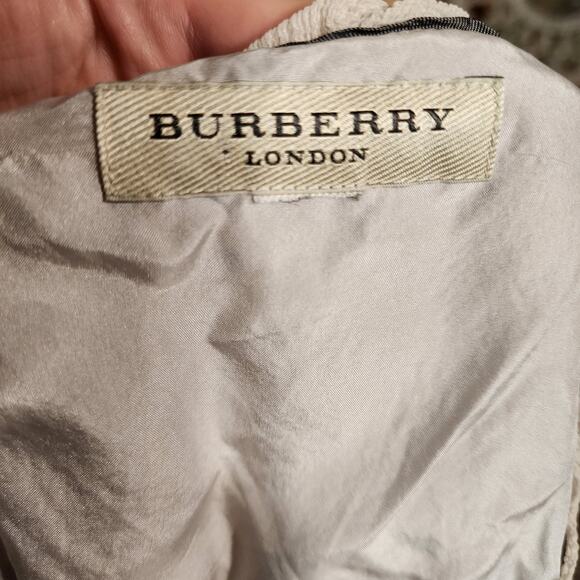 Burberry London Off White Taupe Gauze Light Midi Tank Button Up  Summer Dress XS - Picture 9 of 9